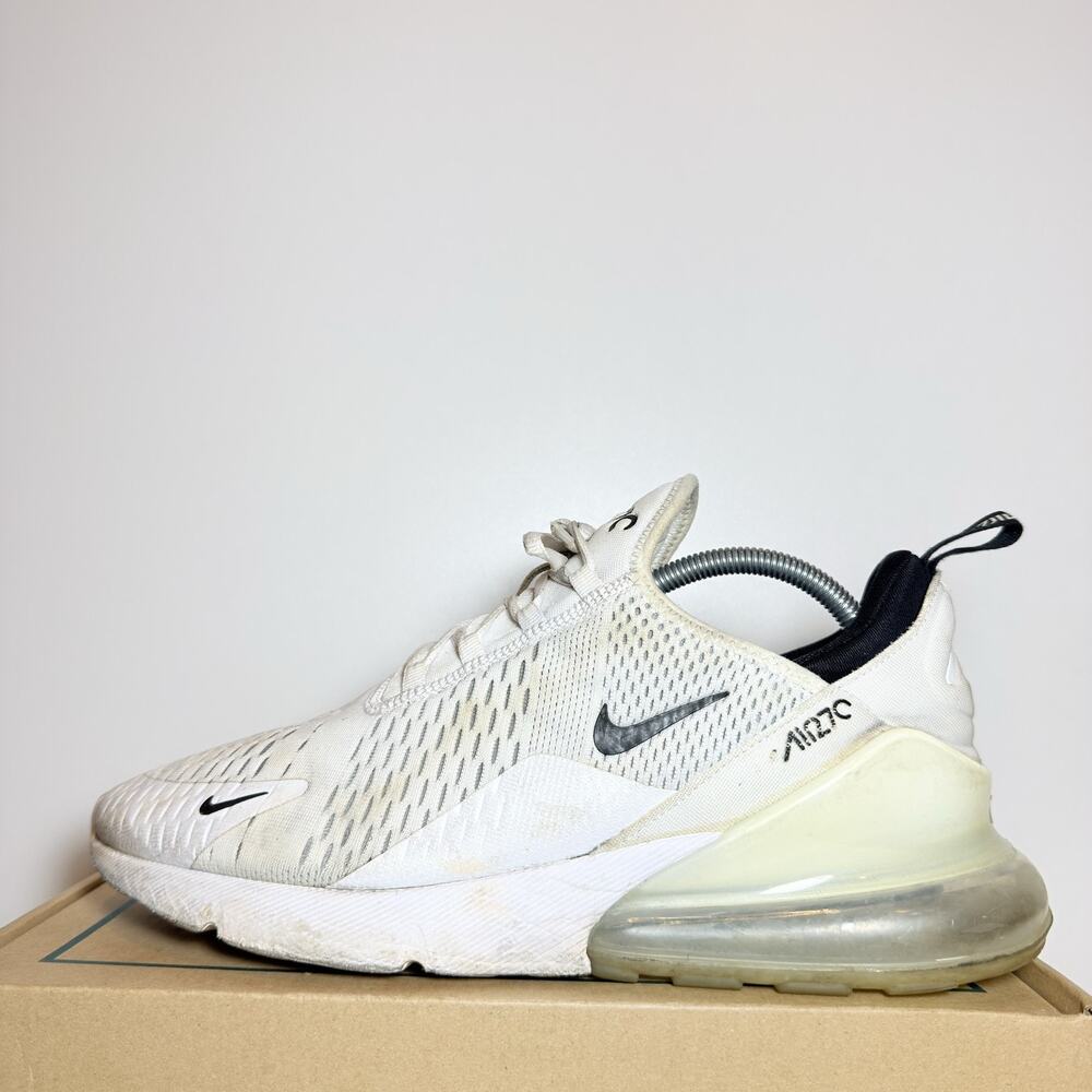 Nike Air Max 270 White Black Mens Running Shoes Size 10.5 Athletic Sneakers Used